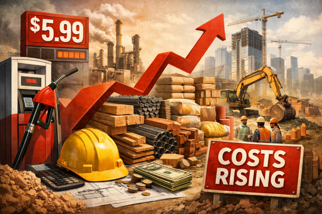 Image showing rising gas and material prices are hurting the construction industry